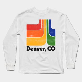 Denver, Colorado  // Original Minimalist Style Retro Graphic Design Long Sleeve T-Shirt